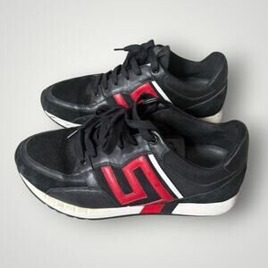 Versace Men's Black and Red Sneakers US9